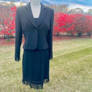 Tahari Arthur S. Levine Elegant Black Dress Suit